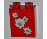Brick 1 x 2 x 2 with Inside Axle Holder with 4 Bullet Holes Pattern on Both Sides (Stickers) - Set 7198