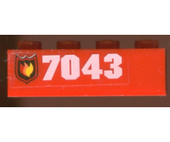 Brick 1 x 4 with Fire Logo Badge and '7043' Pattern Left (Sticker) - Set 7043