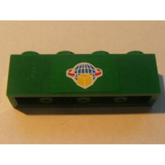 Brick 1 x 4 with Box and Arrows and Globe on Green Background Pattern (Sticker) - Set 7633