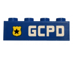 Brick 1 x 4 with Yellow Badge with Black Star and 'GCPD' Pattern Model Left Side (Sticker) - Set 76120