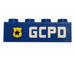 Brick 1 x 4 with Yellow Badge with Black Star and 'GCPD' Pattern Model Left Side (Sticker) - Set 76120