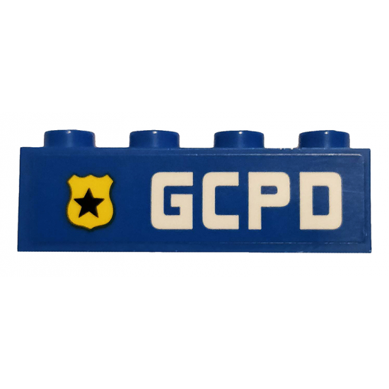 Brick 1 x 4 with Yellow Badge with Black Star and 'GCPD' Pattern Model Left Side (Sticker) - Set 76120