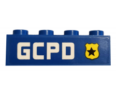 Brick 1 x 4 with Yellow Badge with Black Star and 'GCPD' Pattern Model Right Side (Sticker) - Set 76120