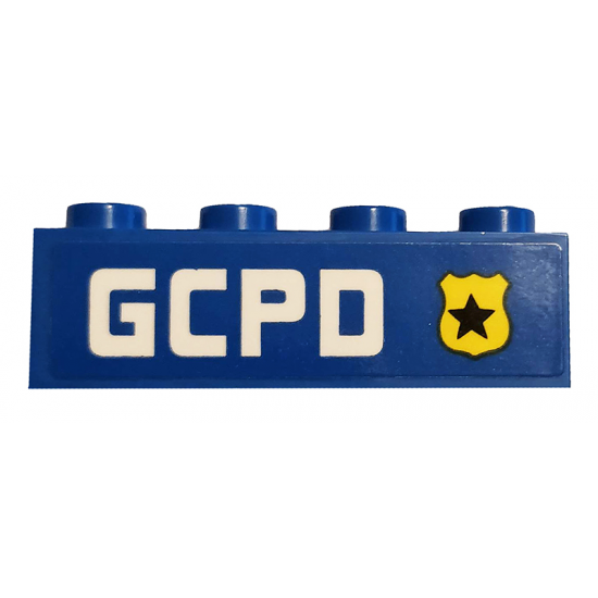 Brick 1 x 4 with Yellow Badge with Black Star and 'GCPD' Pattern Model Right Side (Sticker) - Set 76120