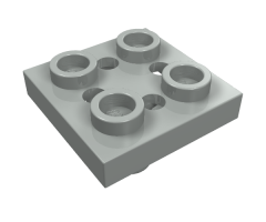 Plate, Modified 2 x 2 with Pin on Bottom, Small Holes in Plate and Locking Fingers on Underside