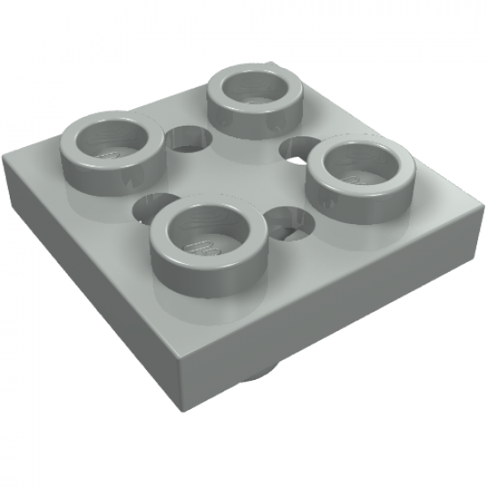 Plate, Modified 2 x 2 with Pin on Bottom, Small Holes in Plate and Locking Fingers on Underside