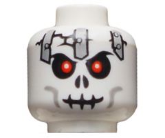 Minifigure, Head Skull Cracked with Metal Plates Pattern - Blocked Open Stud