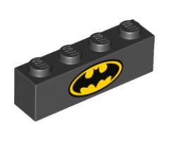 Brick 1 x 4 with Black Batman Logo in Yellow Oval Pattern