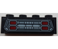 Brick 1 x 4 with Grille and Red Headlights Pattern (Sticker) - Set 76086