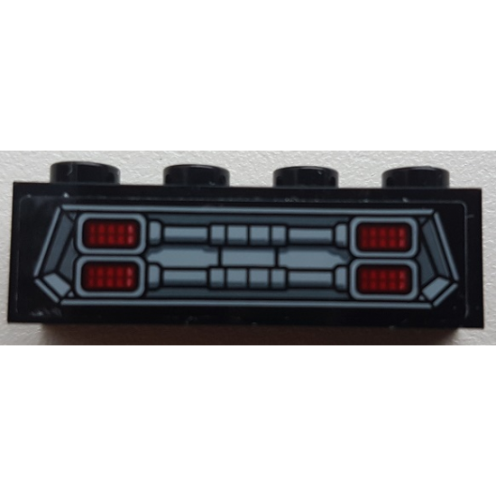 Brick 1 x 4 with Grille and Red Headlights Pattern (Sticker) - Set 76086