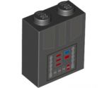 Brick 1 x 2 x 2 with Inside Stud Holder with Dark Bluish Gray Armor and Control Panel with Blue and Red Buttons Pattern (BrickHeadz Darth Vader Torso)