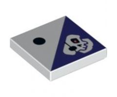 Tile 2 x 2 with 1 Black Dot and Dark Purple Triangle with Skull with Eye Patch Pattern