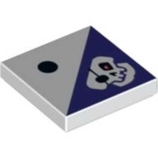 Tile 2 x 2 with 1 Black Dot and Dark Purple Triangle with Skull with Eye Patch Pattern