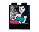 Brick 1 x 2 x 2 with Inside Stud Holder with Girl on a Roller Coaster Pattern (Sticker) - Set 41375