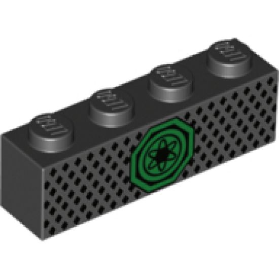 Brick 1 x 4 with Green Ninjago Emblem Pattern