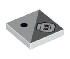 Tile 2 x 2 with 1 Black Dot and Light Bluish Gray Triangle with Skull with Red Eyes Pattern