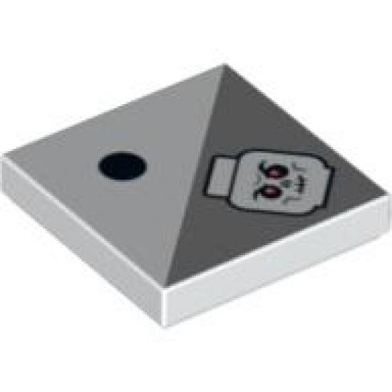 Tile 2 x 2 with 1 Black Dot and Light Bluish Gray Triangle with Skull with Red Eyes Pattern