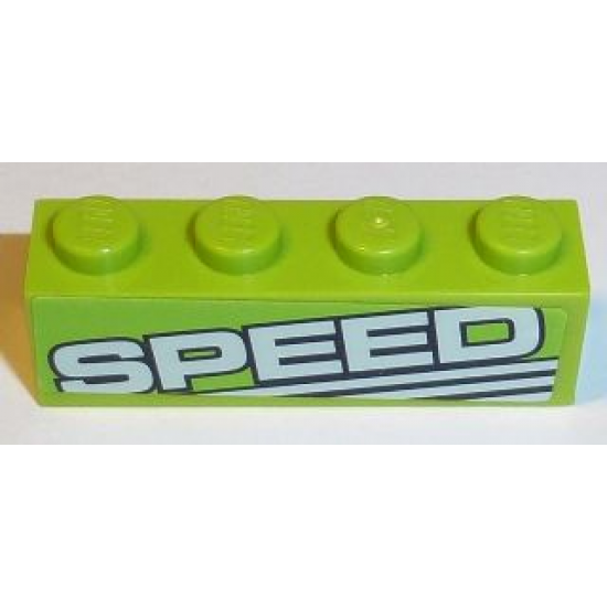 Brick 1 x 4 with 'SPEED' and White Lines Pattern Model Left Side (Sticker) - Set 8152