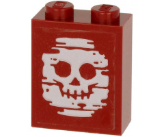 Brick 1 x 2 x 2 with Inside Stud Holder with Blurry White Skull on Transparent Background Pattern (Sticker) - Set 60266