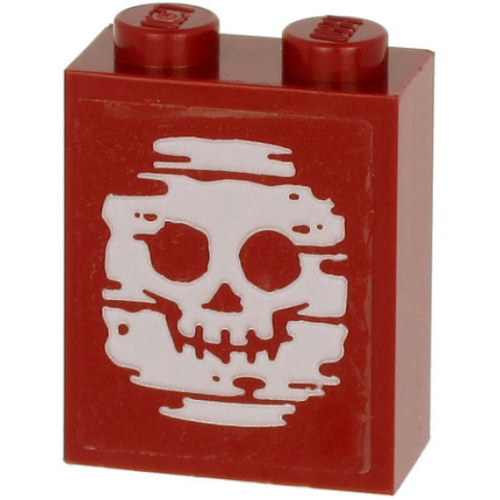 Brick 1 x 2 x 2 with Inside Stud Holder with Blurry White Skull on Transparent Background Pattern (Sticker) - Set 60266