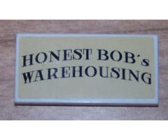 Tile 2 x 4 with 'HONEST BOB's WAREHOUSING' on Tan Background Pattern (Sticker) - Set 8199