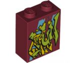 Brick 1 x 2 x 2 with Inside Stud Holder with Graffiti Pattern