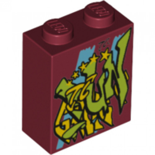 Brick 1 x 2 x 2 with Inside Stud Holder with Graffiti Pattern