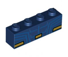 Brick 1 x 4 with Superman Abs Muscle with Metallic Gold Belt Pattern