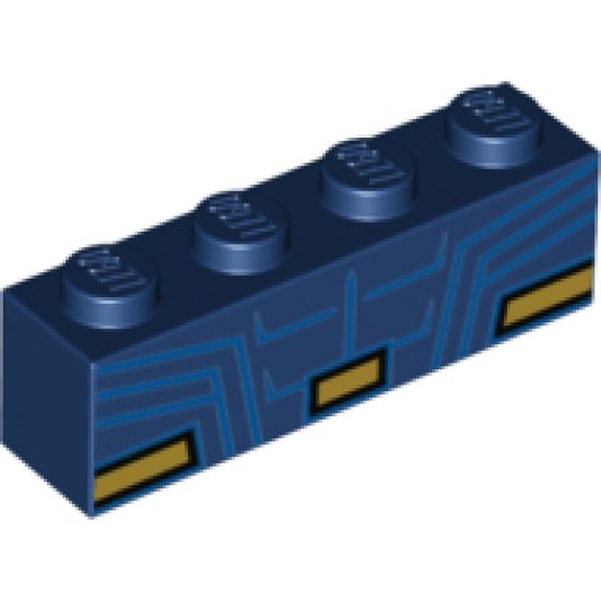 Brick 1 x 4 with Superman Abs Muscle with Metallic Gold Belt Pattern
