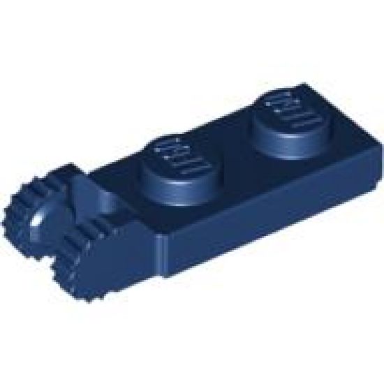 Hinge Plate 1 x 2 Locking with 2 Fingers on End and 9 Teeth with Bottom Groove