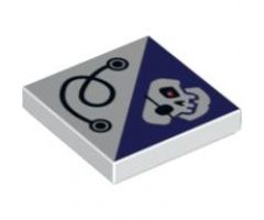 Tile 2 x 2 with String and Dark Purple Triangle with Skull with Eye Patch and Red Eye Pattern