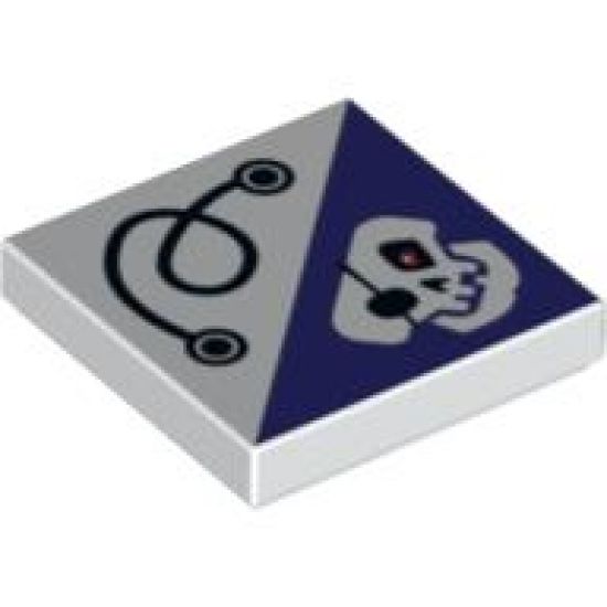 Tile 2 x 2 with String and Dark Purple Triangle with Skull with Eye Patch and Red Eye Pattern