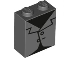 Brick 1 x 2 x 2 with Inside Stud Holder with Black Top and Dark Bluish Gray Coat with Two Buttons Pattern (BrickHeadz Frankenstein Torso)