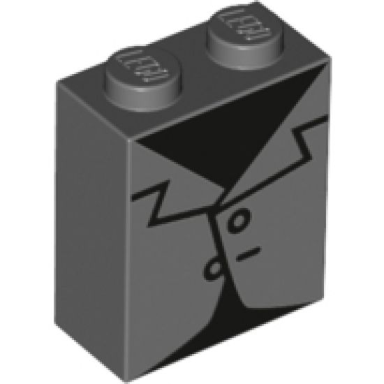 Brick 1 x 2 x 2 with Inside Stud Holder with Black Top and Dark Bluish Gray Coat with Two Buttons Pattern (BrickHeadz Frankenstein Torso)