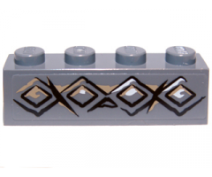 Brick 1 x 4 with Diamond Bricks and Cracks Pattern (Sticker) - Set 9473