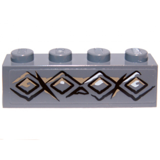 Brick 1 x 4 with Diamond Bricks and Cracks Pattern (Sticker) - Set 9473