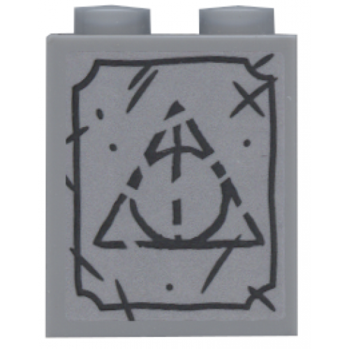 Brick 1 x 2 x 2 with Inside Stud Holder with Triangle Tombstone Pattern (Sticker) - Set 75965