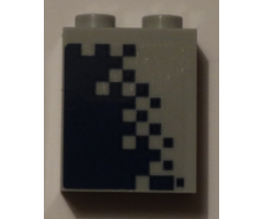 Brick 1 x 2 x 2 with Inside Stud Holder with Dark Blue Pixelated Gradient Pattern Model Right Side (Sticker) - Set 60197