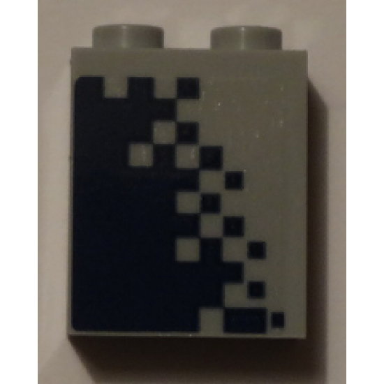 Brick 1 x 2 x 2 with Inside Stud Holder with Dark Blue Pixelated Gradient Pattern Model Right Side (Sticker) - Set 60197