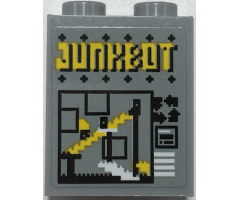 Brick 1 x 2 x 2 with Inside Stud Holder with 'JUNKBOT' Arcade Game Screen with Stairs Pattern (Sticker) - Set 70657