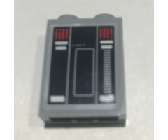 Brick 1 x 2 x 2 with Inside Stud Holder with SW Control Panel, Red and White Stripes Pattern (Sticker) - Set 10221