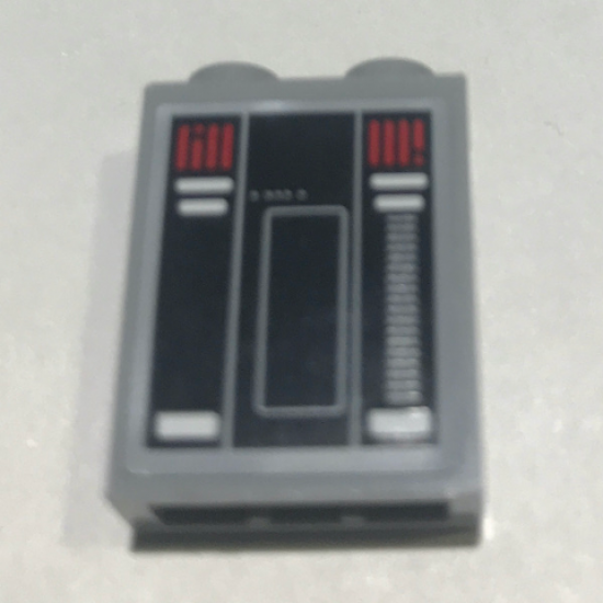 Brick 1 x 2 x 2 with Inside Stud Holder with SW Control Panel, Red and White Stripes Pattern (Sticker) - Set 10221