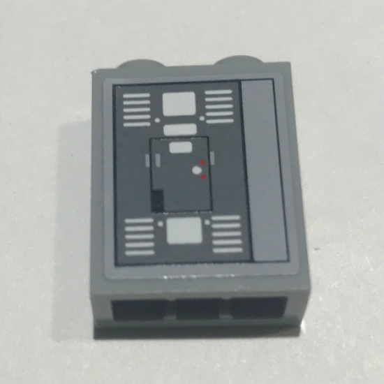 Brick 1 x 2 x 2 with Inside Stud Holder with SW Control Panel and White Stripes Pattern (Sticker) - Set 10221