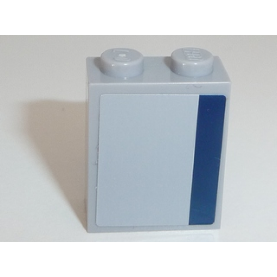 Brick 1 x 2 x 2 with Inside Stud Holder with Dark Blue Stripe on Light Bluish Gray Background Pattern on Both Sides (Stickers) - Set 8128