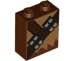 Brick 1 x 2 x 2 with Inside Stud Holder with Medium Nougat Fur and Dark Brown Ammunition Belt Pattern