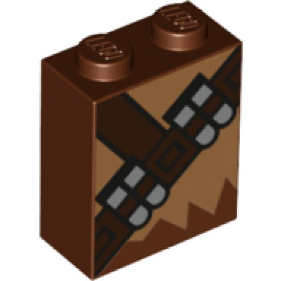 Brick 1 x 2 x 2 with Inside Stud Holder with Medium Nougat Fur and Dark Brown Ammunition Belt Pattern