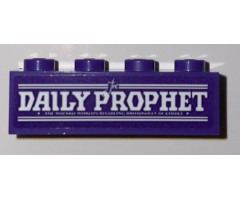 Brick 1 x 4 with White 'The DAILY PROPHET' and Lines Pattern (Sticker) - Set 75957