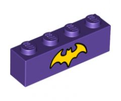 Brick 1 x 4 with Yellow Bat with Black Outline Pattern (BrickHeadz Batgirl Chest)