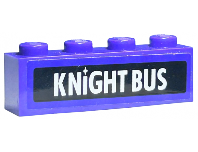 Brick 1 x 4 with 'KNIGHT BUS' Pattern (Sticker) - Set 4866