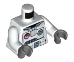 Torso City Spacesuit with Space Logo and Equipment Pattern Front, Tubes Pattern Back / White Arms / Dark Bluish Gray Hands